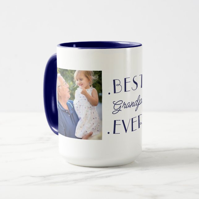 Taza Mejor Abuelo Personalizado Azul 2 Fotos Cumpleaños (Anverso izquierdo)