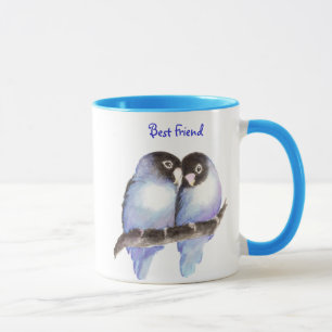 Taza Mejor Amigo, Aves de Amor Azul, Mug de Naturaleza