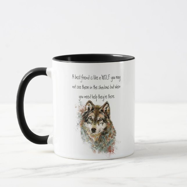 Taza Mejor amigo Inspirador, lobo de citas, lobos de ca (Izquierda)