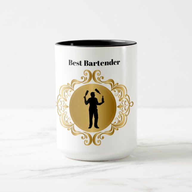 Taza Mejor Bartender Mug para hombres barman (Centro)