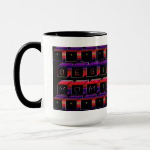 Taza Mejor Bloques Coloridos De Mamá Y Fondo Negro