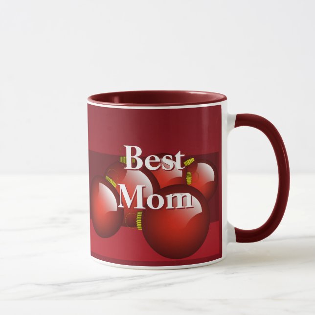 Taza Mejor Calendario de Mamá 2012 Ornamentos Rojos Caf (Derecha)