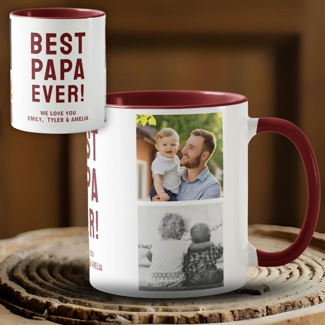 Taza Mejor Collage de fotos de Papá Nunca 4 (Subido por el creador)