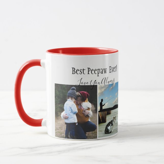 Taza Mejor Collage de fotos de Peepaw jamás Personaliza (Izquierda)