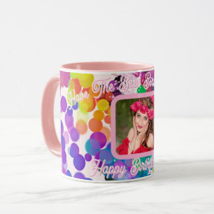Taza Mejor Cumpleaños de Todos Foto Colorida con Bokeh
