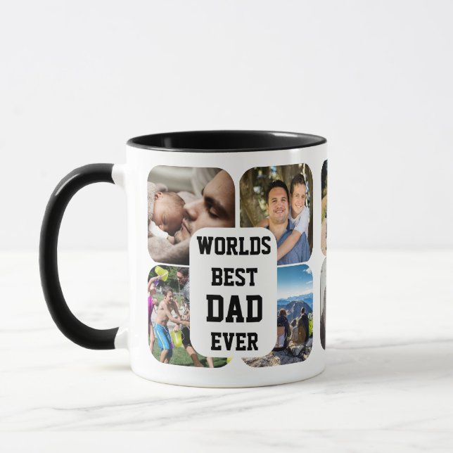 Taza Mejor DAD jamás Diez collage de fotos Mug (Izquierda)