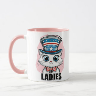 Taza Mejor dama de gato por Kamala usando el tío Sam