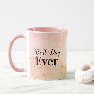 Taza Mejor Día de Mug con estrellas en rosa N Peach