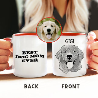 Taza Mejor dibujo a mano personalizado de mamá de perro