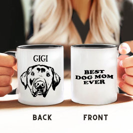 Taza Mejor dibujo a mano personalizado de mamá de perro