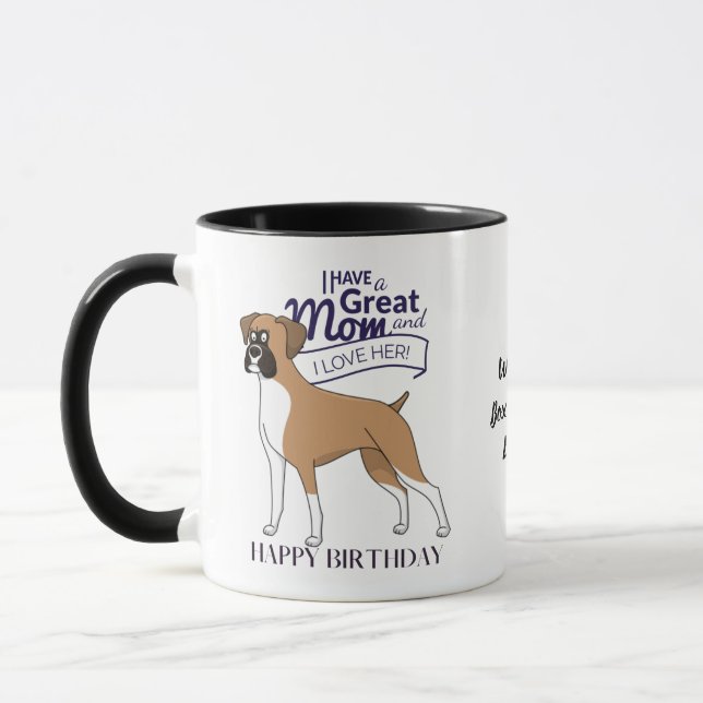 Taza Mejor diversión personalizada de BOXER DOG MOM del (Izquierda)