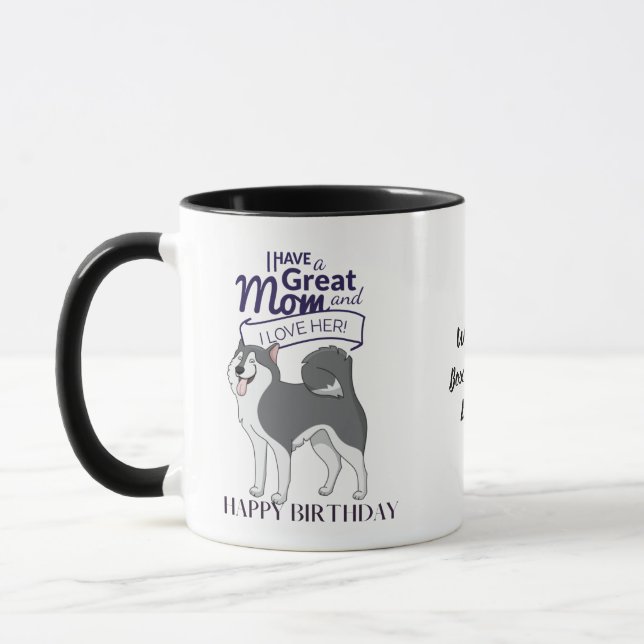 Taza Mejor diversión personalizada de HUSKY DOG MOM del (Izquierda)