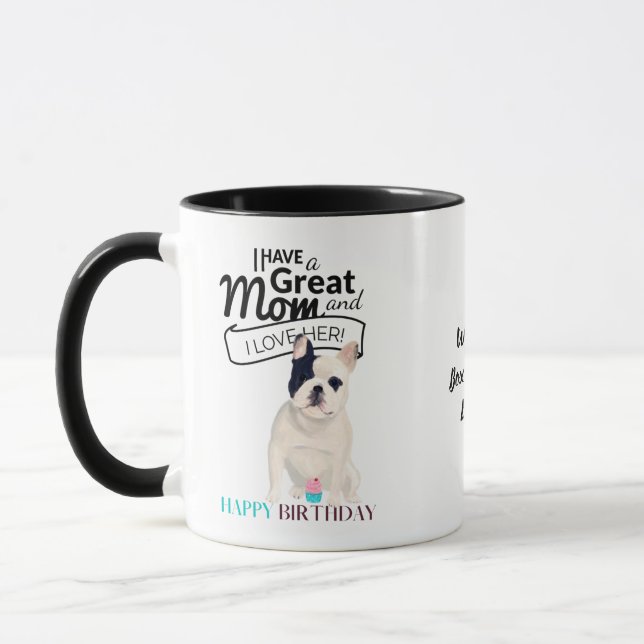 Taza Mejor diversión personalizada FRENCHIE DOG MOM (Izquierda)