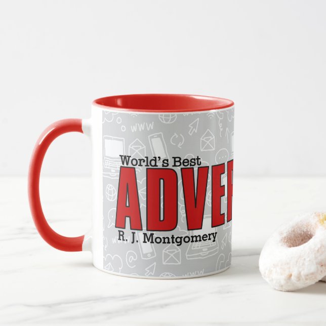 Taza Mejor ejecutivo de publicidad del mundo con nombre (Con donut)