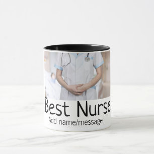 Taza Mejor enfermera agregar foto nombre texto médico d