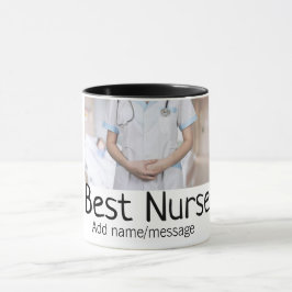 Taza Mejor enfermera añada el nombre de la foto médico 