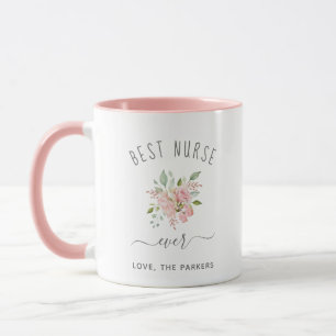 Taza Mejor Enfermera  Rosas rosa Bonito elegante