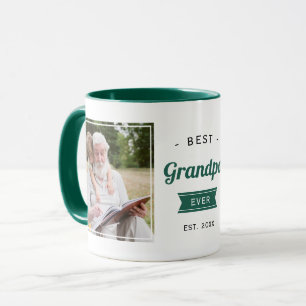 Taza Mejor foto de cumpleaños verde del abuelo jamás