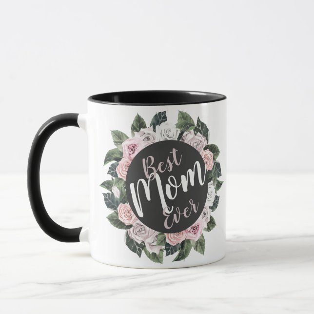 Taza Mejor foto de mamá siempre floral (Izquierda)