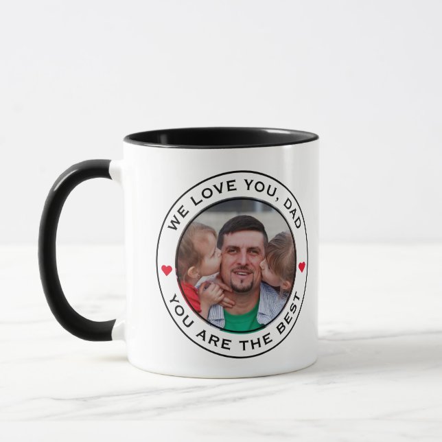 Taza Mejor foto de papá del mundo Corazón rojo blanco n (Izquierda)