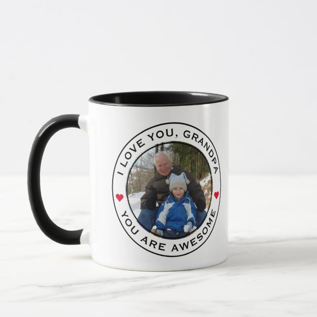 Taza Mejor foto del abuelo del mundo Corazón blanco roj (Izquierda)