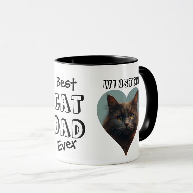 Taza Mejor Foto Y Nombre Del Mascota De Gato Papá Perso (Anverso derecho)