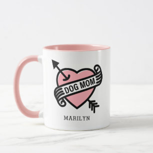 Taza Mejor foto y texto de tatuaje de corazón de mamá d