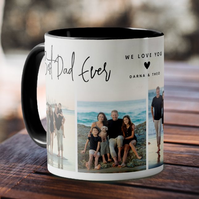 Taza Mejor guión de papá para 4x Foto (Best Dad Ever Script Coffee Mug)