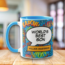 Taza Mejor Hijo del Mundo Diversión Retro Arte Pop Cómi