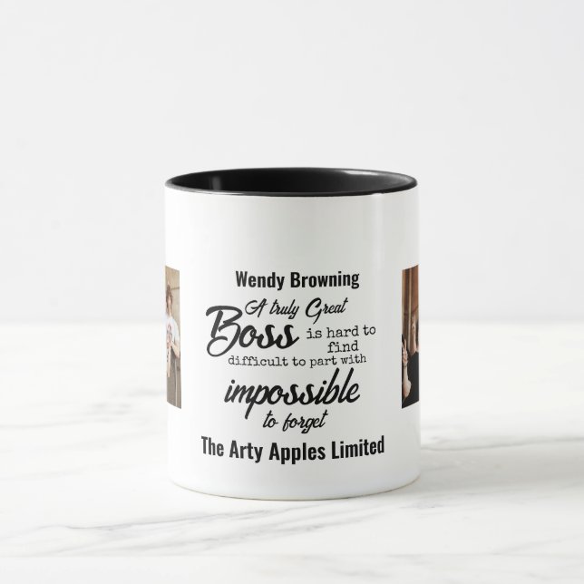 Taza Mejor jefe con foto de equipo Mug (Centro)