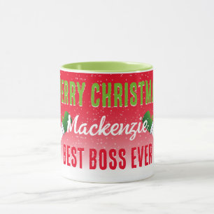 Taza Mejor Jefe de la Historia con Snowman sobre Navida