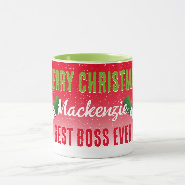 Taza Mejor Jefe de la Historia con Snowman sobre Navida (Centro)