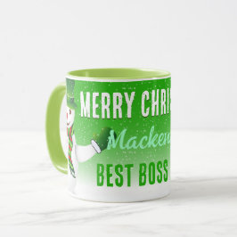 Taza Mejor Jefe de la Historia con Snowman sobre Navida