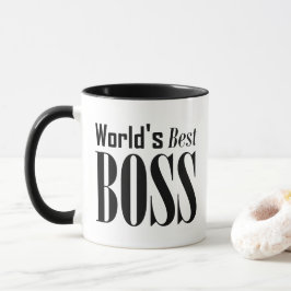 Taza Mejor Jefe del Mundo, audaz tipografía negra