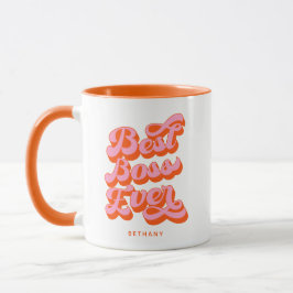Taza Mejor Jefe siempre Naranja Retro Nombre personaliz