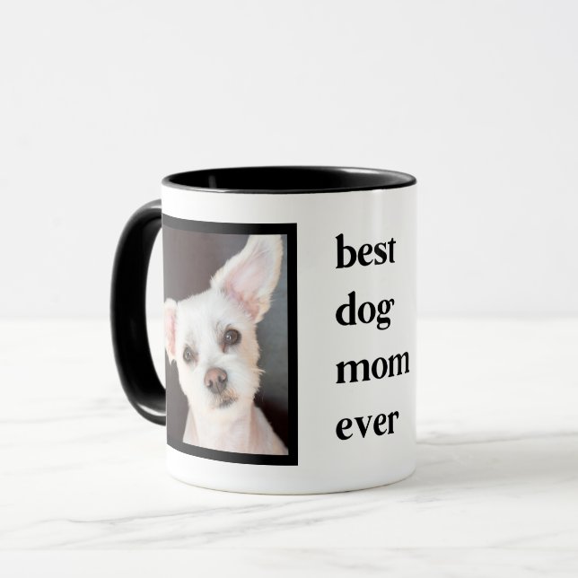 Taza Mejor Madre Perro Moderna Cita 2 Foto (Anverso izquierdo)