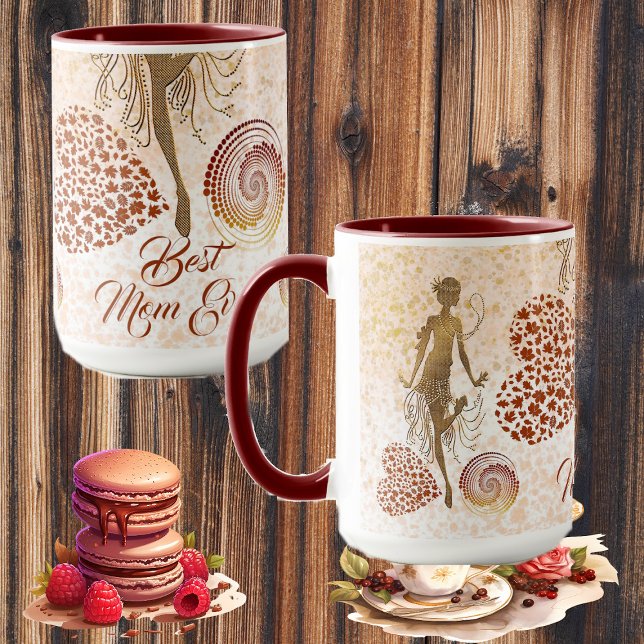 Taza Mejor mamá bailarina de corazón espiral Diversión  (Best Mom Ever Dancer Spiral Heart Mother's Day Fun Mug)