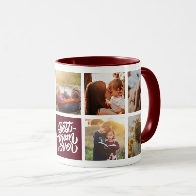 Taza Mejor Mamá Collage de fotos Personalizado De Maroo (Anverso derecho)