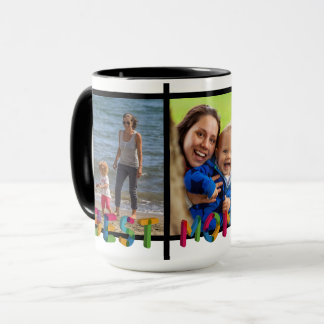 Taza Mejor Mamá Collage de fotos Personalizado Negro