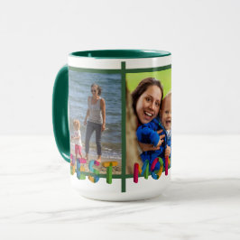 Taza Mejor Mamá Collage de fotos Personalizado Verde