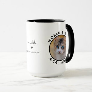 Taza Mejor Mamá de Gato Dos Tipografía Moderna de Foto