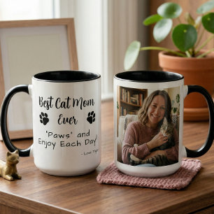 Taza Mejor Mamá de Gatos Patas Mascota Foto Café