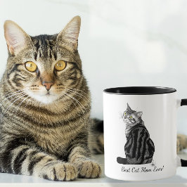 Taza Mejor Mamá de Gatos Siempre Tabby Plateado Día de 