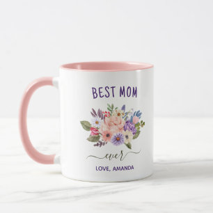 Taza Mejor Mamá de personalizable Bonito Flores rusas
