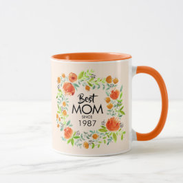 Taza Mejor Mamá Desde Watercolor Floral Café Mug