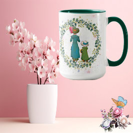 Taza Mejor Mamá Día de la Madre Verde Wreath Vintage Di