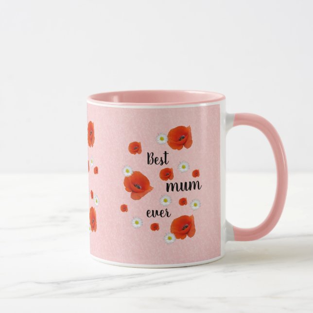 Taza Mejor mamá - maricas y amapolas, personalizado (Derecha)