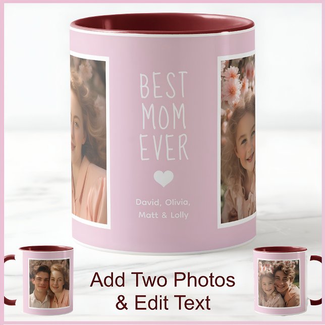 Taza Mejor Mamá Moderna De 2 Fotos Texto Rosa C52 Blanc (Subido por el creador)