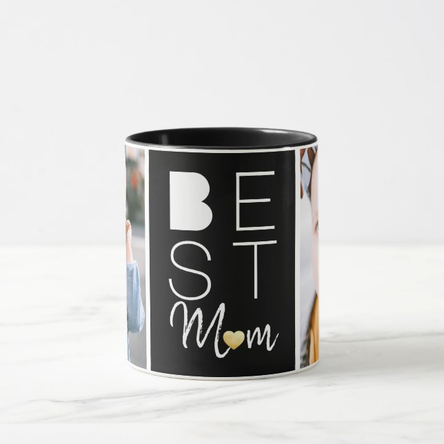 Taza Mejor Mamá Moderna Dos Fotografía Negro Mug (Centro)