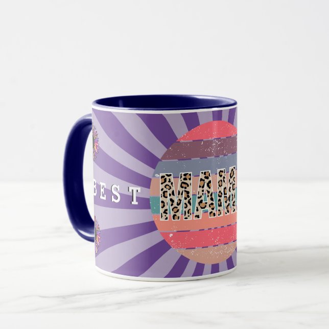 Taza Mejor Mamá Morado Personalizar Floral Mug (Anverso izquierdo)